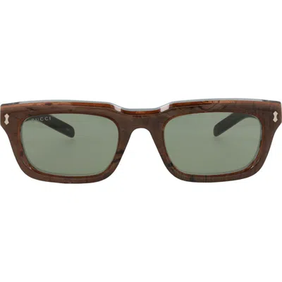 Gucci 51mm Rectangle Sunglasses In Metallic