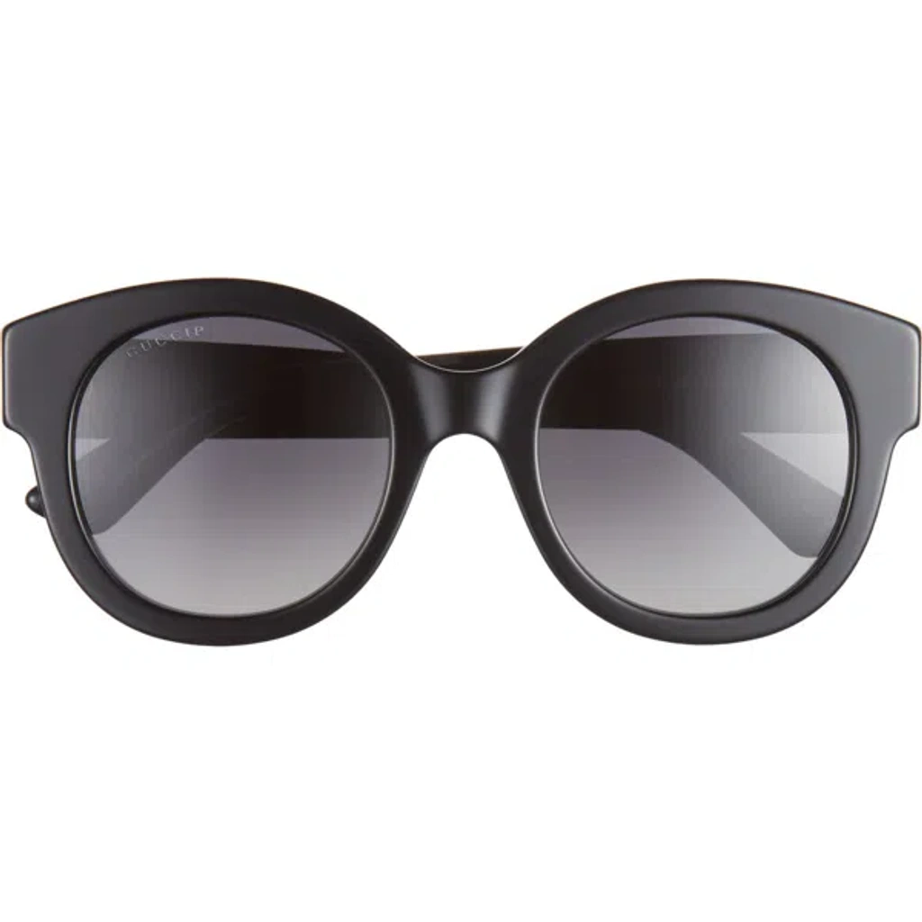 Gucci 51mm Round Polarized Sunglasses In Black | ModeSens display picture 3