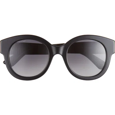 Gucci 51mm Round Polarized Sunglasses In Black