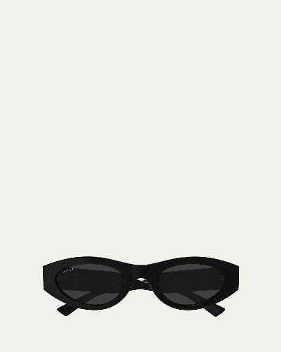 Gucci 52mm Acetate Oval Sunglasses In Black