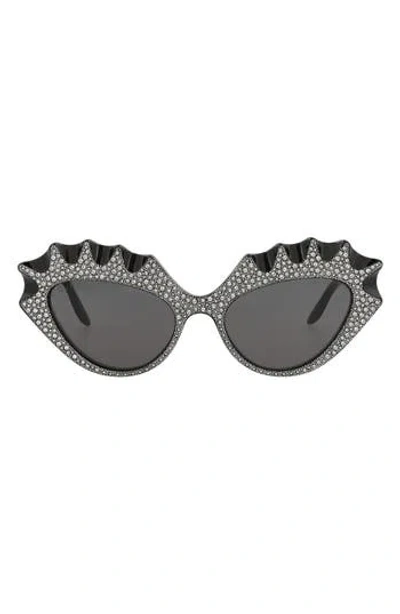 Gucci 52mm Crystal Pavé Cat Eye Sunglasses In Gray