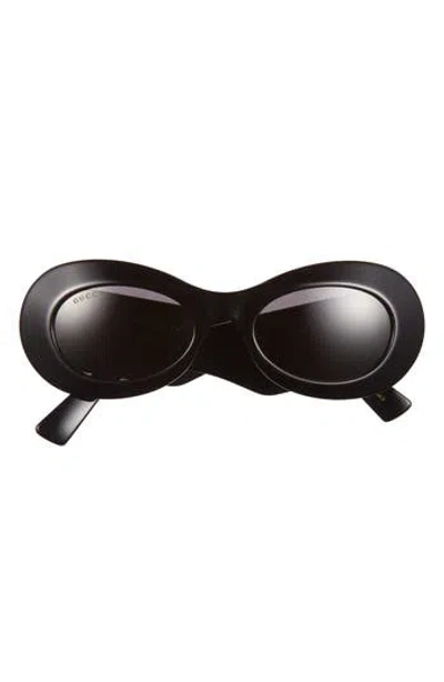 Gucci 52mm Oval Sunglasses In Black
