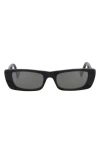 Gucci Black Interlocking G Rectangular Sunglasses In Grey Grey Silver