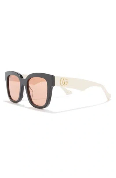 Gucci 52mm Square Sunglasses In Black White Orange
