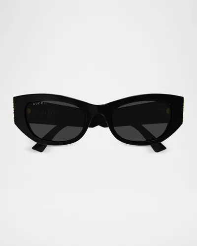 Gucci 53mm Acetate Cat-eye Sunglasses In Black