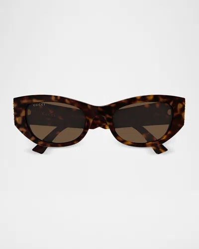 Gucci 53mm Acetate Cat-eye Sunglasses In Brown