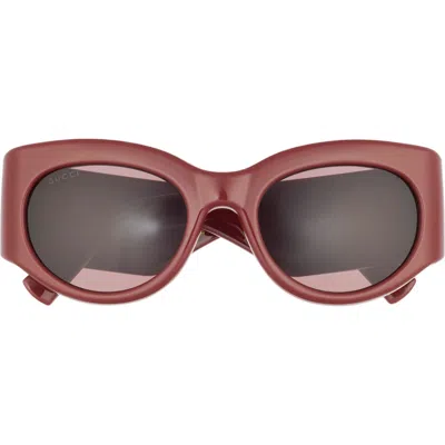 Gucci 53mm Modified Cat Eye Sunglasses In Burgundy