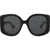 Gucci 53mm Oversize Cat Eye Sunglasses In Black