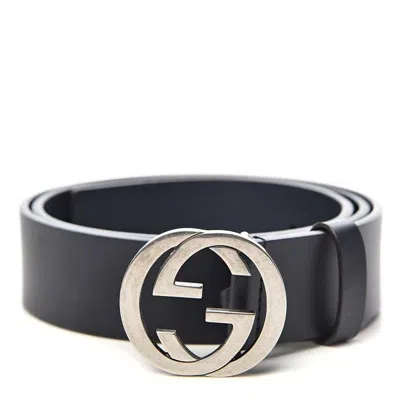 Pre-owned Gucci 546389 Interlocking Leather Belt Black - Size 100