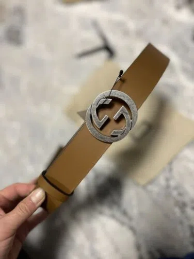 Pre-owned Gucci 546389 Interlocking Leather Belt Brown - Size 90/36