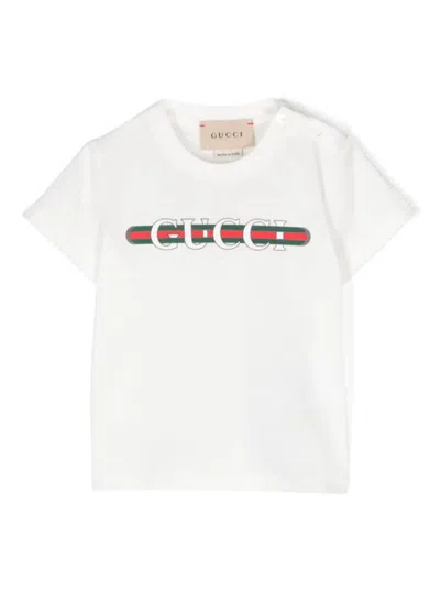 Gucci Babies' Logo-print Cotton T-shirt In White