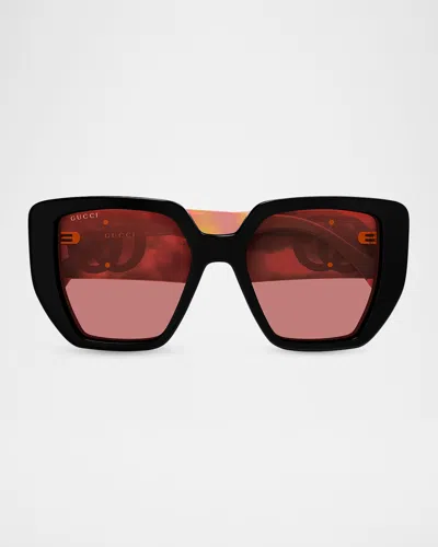 Gucci 54mm Acetate Square Sunglasses In Pink