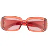 Gucci 54mm Core Rectangular Sunglasses In Burgundy Burgundy Brown