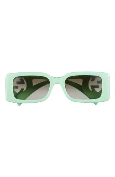 Gucci 54mm Rectangle Sunglasses In Green Green Green