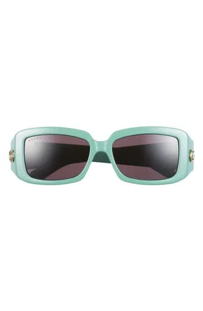 Gucci 54mm Rectangle Sunglasses In Green Green Grey