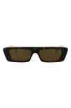 Gucci 54mm Rectangle Sunglasses In Havana Orange Brown