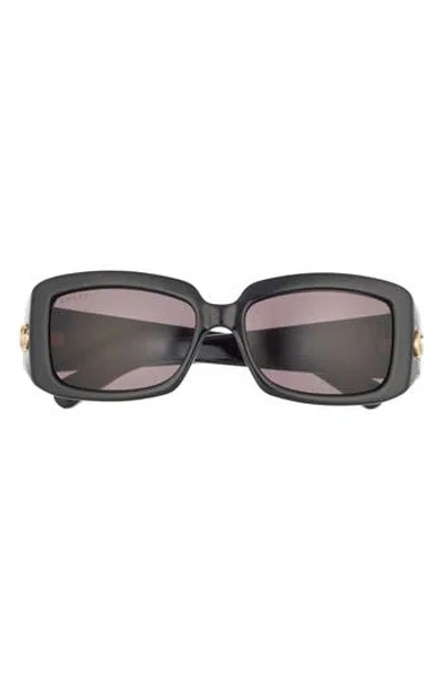 Gucci 54mm Rectangular Sunglasses In Black