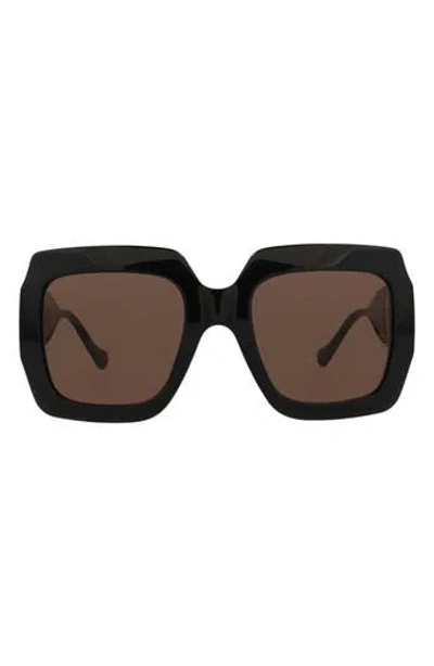 Gucci 54mm Square Sunglasses In Black Black Brown