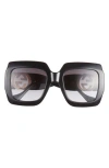 Gucci 54mm Square Sunglasses In Black Black Grey
