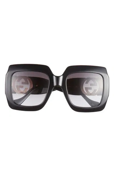 Gucci 54mm Square Sunglasses In Black Black Grey
