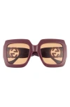 Gucci 54mm Square Sunglasses In Brown Brown Brown