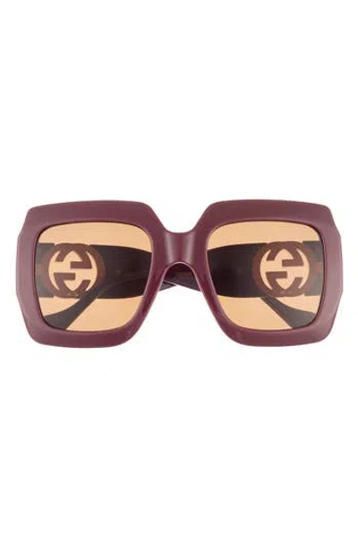 Gucci 54mm Square Sunglasses In Brown Brown Brown