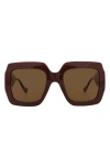 Gucci 54mm Square Sunglasses In Brown Brown Brown