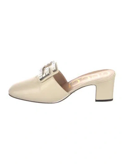 Pre-owned Gucci 551439 Leather Mules In Neutral