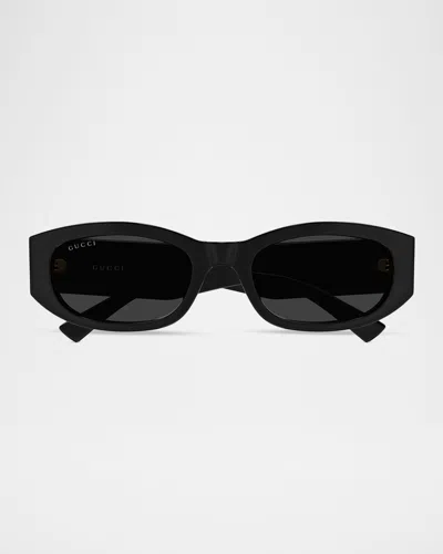 Gucci 55mm Acetate Oval Sunglasses In Pattern