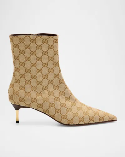 Gucci 55mm Gg Canvas Ankle Boots In Brown