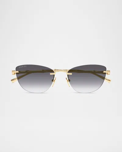 Gucci 55mm Metal Cat-eye Sunglasses In Green