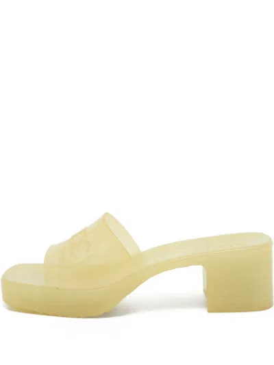 Pre-owned Gucci 55mm Platform Sandals In Yellow