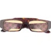 Gucci 55mm Rectangular Sunglasses In Brown