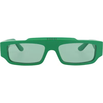 Gucci 55mm Rectangular Sunglasses In Green