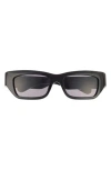 Gucci 55mm Rectangular Sunglasses In Black Black Grey