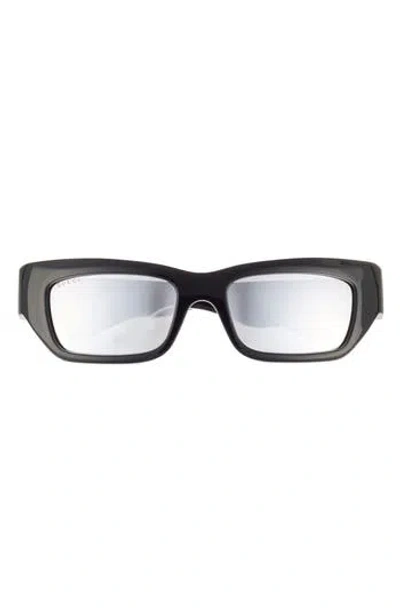 Gucci 55mm Rectangular Sunglasses In Black