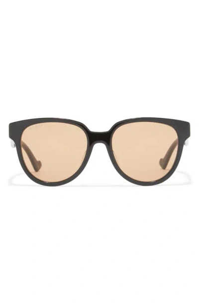 Gucci 55mm Round Sunglasses In Brown