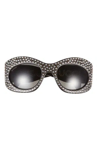Gucci 55mm Shield Sunglasses In Black
