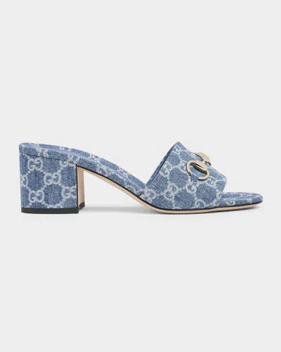 Gucci 55mm Siaga Gg Monogram Denim Block-heel Sandals