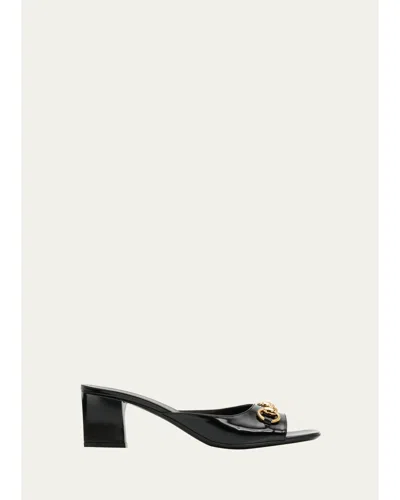 Gucci 55mm Signora Leather Mules In Black