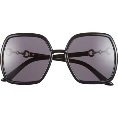 Gucci 55mm Square Sunglasses In Black Black Grey
