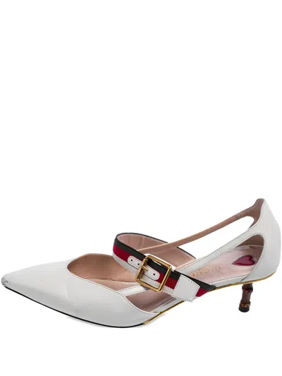 Pre-owned Gucci 55mm Unia Pointed-toe Pumps In White