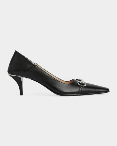 Gucci 55mm Vittoria Leather Horsebit Pumps In Black