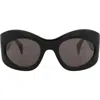 Gucci 55mm Wrap Sunglasses In Black