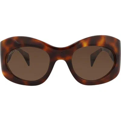 Gucci 55mm Wrap Sunglasses In Brown
