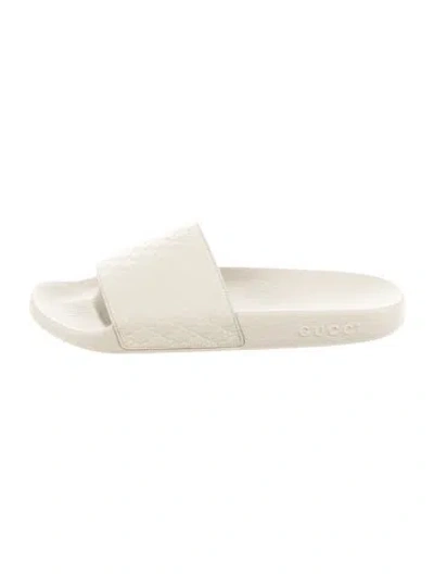 Pre-owned Gucci 567116 Microssima Pattern Slides In Neutral