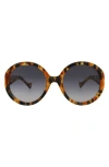 Gucci 56mm Core Round Sunglasses In Havana Havana Blue