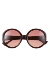 Gucci 56mm Core Round Sunglasses In Havana Havana Red