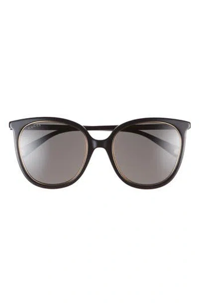 Gucci 56mm Oval Sunglasses On A Chain In Black