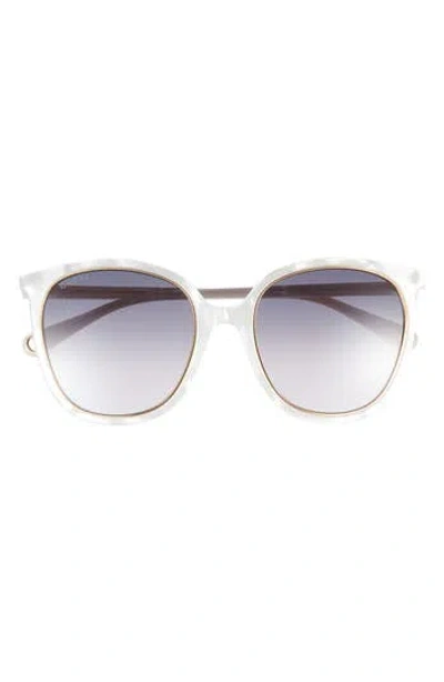 Gucci 56mm Oval Sunglasses On A Chain In White White Grey